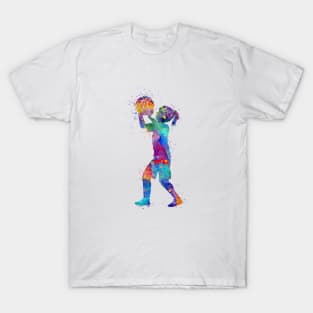 Girl Basketball Kid Watercolor Sport Gift T-Shirt